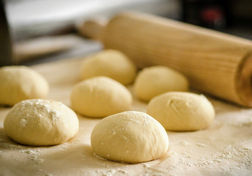 rolling pin and dough